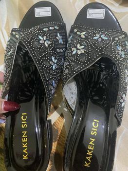 Product Review of KAKEN SICI SANDAL PESTA WANITA SANDAL HAK TAHU MOTIF PAYET IMPORT HAK BUNGKUS 3 CM YD 012 from R**2 0