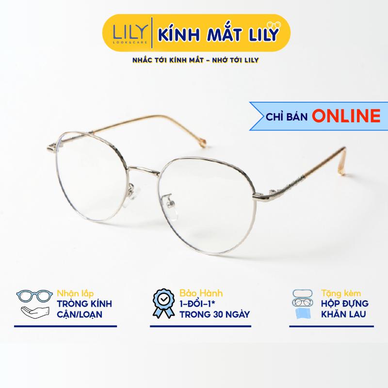 Gọng kính cận nữ Lilyeyewear mắt oval kim loại thanh mảnh màu sắc thời trang 2998
