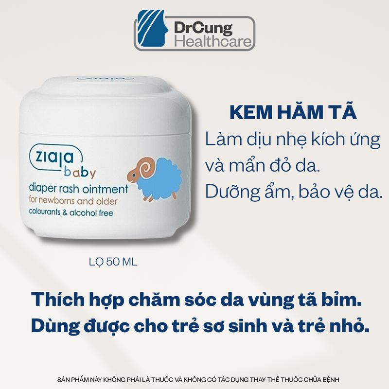 Kem hăm Ziaja baby DIAPER RASH OINTMENT Hỗ Trợ Dưỡng Ẩm làm dịu da cho em bé hũ 50ml HÀNG CHÍNH HÃNG