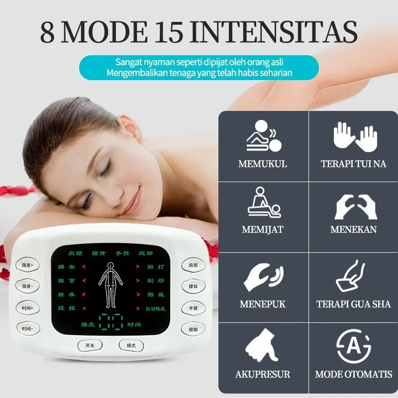 Living Tech Alat Pijat Akupunktur 4 Patch | Instrumen Fisioterapi Ganda | Terapi Otot Elektrik