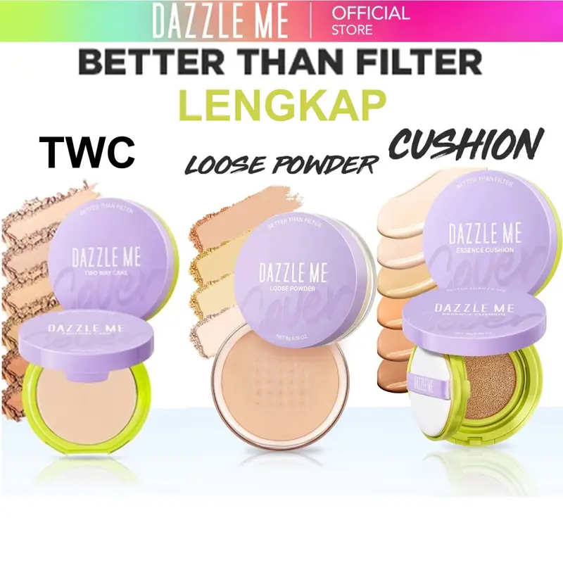 Cushion DAZZLE ME Better Than Filter Loose Powder Two Way Cake Maxnificent Essence High Coverage 0