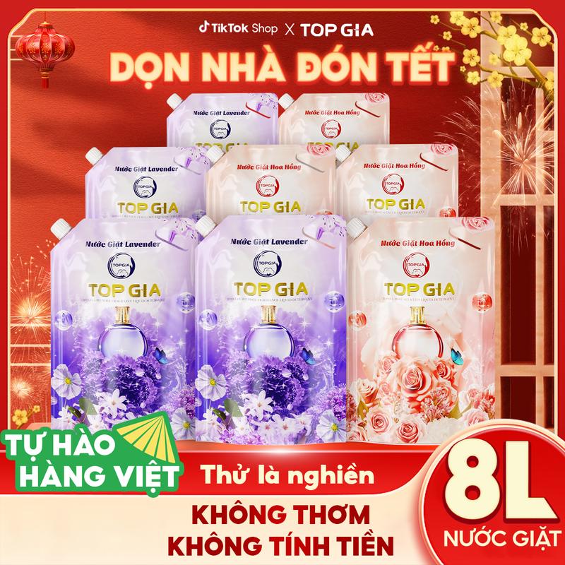  KEY  MUA 4 TẶNG 4  Combo 8 Túi Nước Giặt Xả TopGia 1L – 4 Túi Hương Lavender Tặng 4 Túi Hương Hoa Hồng Làm Sạch Quần Áo Mềm Vải Lưu Hương Dễ Chịu Tổng 8KG Sản Xuất Tại Việt Nam bta 