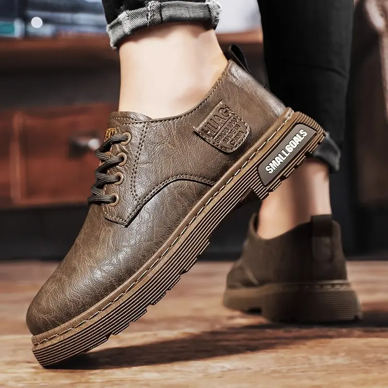 Sepatu santai pria, sepatu kerja, sepatu pria kulit asli.
