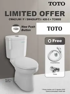 Toto CW421J TC505S SW420JPT3 Closet Kloset Duduk Fullset CW 421 J TC 505 S Double Flush Tutup Soft Close