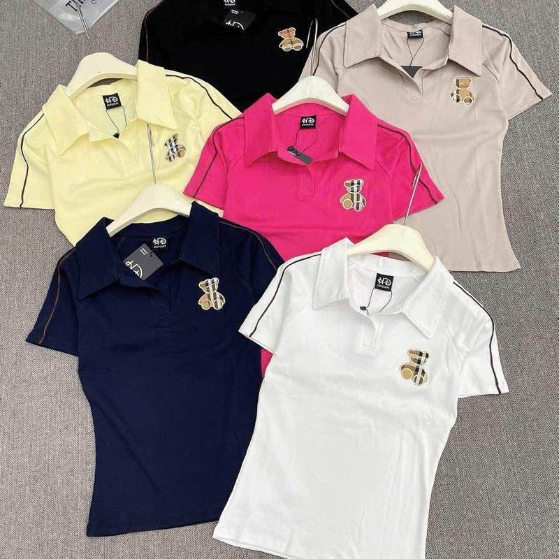 | A315| - áo thun nữ babytee from ôm body, dươi 56kg [   Cổ Trụ Thêu Gấu] borrip, co giãn,  Cổ Tròn Women Top Nhun aothun  thaibd thông thường áo vàng cổ thuyền áo polo