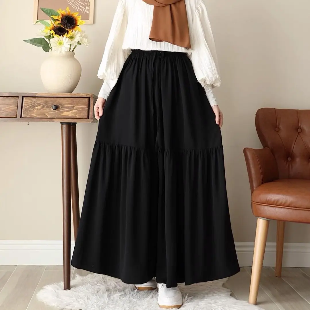 Rok NURA | Bawahan wanita Rok Skirt | Rok Susun | Rok Rample | Rok Maxi wanita polos Cringkle Premium