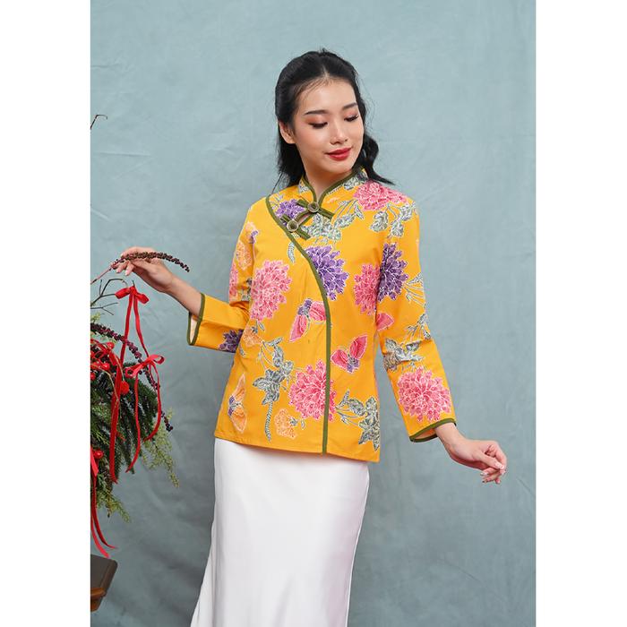 Gambar NONA RARA - Mira Encim T5104, Baju kerja batik blouse wanita modern - S dari Nona Rara Batik Kota Administrasi Jakarta Timur Tokopedia