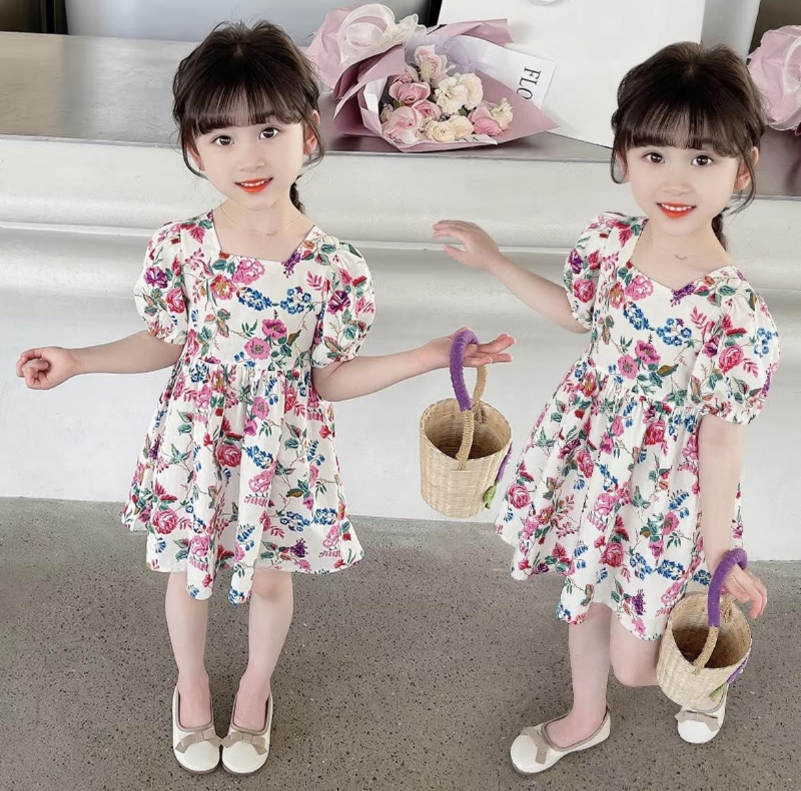 kebei-Gaun musim panas baru untuk anak perempuan modis manis dan imut dengan motif bunga mawar Fashion Kids