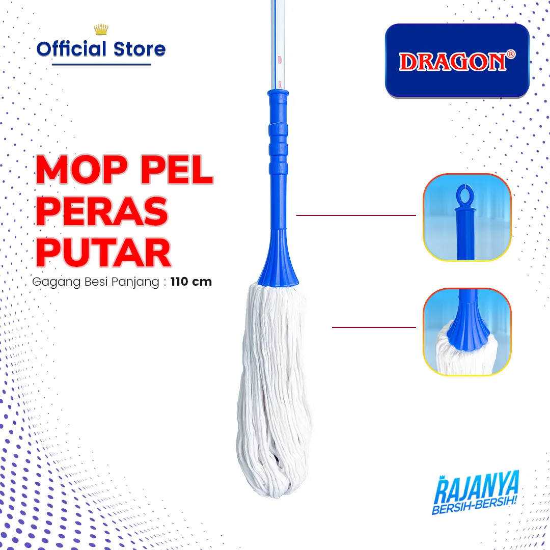 [COD] DRAGON Mop Pel Lantai Peras Putar Gagang Besi 110cm otomatis