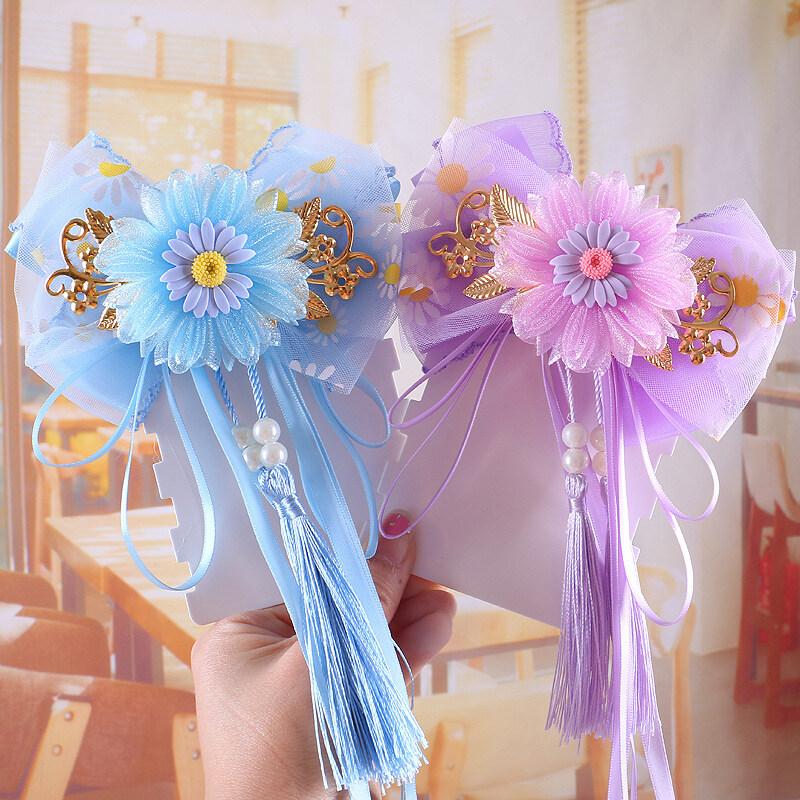Product Introduction of Flowers Hairpins For Children New Bowknot Streamers Hair Accessories Fresh and Sweet Retro Jewelry Hairpins Gifts For Girls AKKU 16