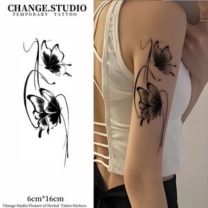 Hình Xăm Tạm Thời, Thiết Kế Hình Xăm Bướm Đôi, Kéo Dài Trong 15 Ngày, Không Thấm Nước, Không Lo Ma Sát, Với Miếng Dán Hình Xăm