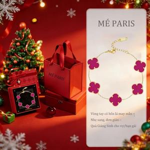Mé Paris Vòng Tay Cỏ Bốn Lá May Mắn Đường Kính 13mm Nhẹ Sang Đơn Giản Cổ Điển Quà Giáng Sinh Cho Vợ Bạn Gái Tinh Tế Cao Cấp Phong Cách Nhẹ Sang Tinh Tế