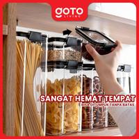 Gambar (Best Deal) Goto [COD] Jubu Food Storage Container Toples Plastik Bening Kotak Makanan - 700ML, Black dari Goto Living Kota Tangerang 3 Tokopedia