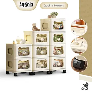Angola Shop Rak Laci Plastik Roda Dorong Teddy Bear Ekstra Besar C59-C63 Rak Troli Serbaguna/Lemari Pakaian Multifungsi Furniture