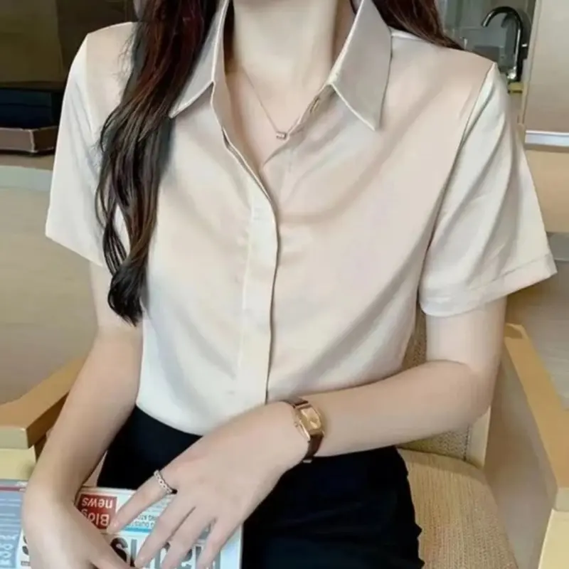 Kemeja Korean Style Lengan Pendek Wanita Formal Matt Shakila Twill By Diary Fashion 6