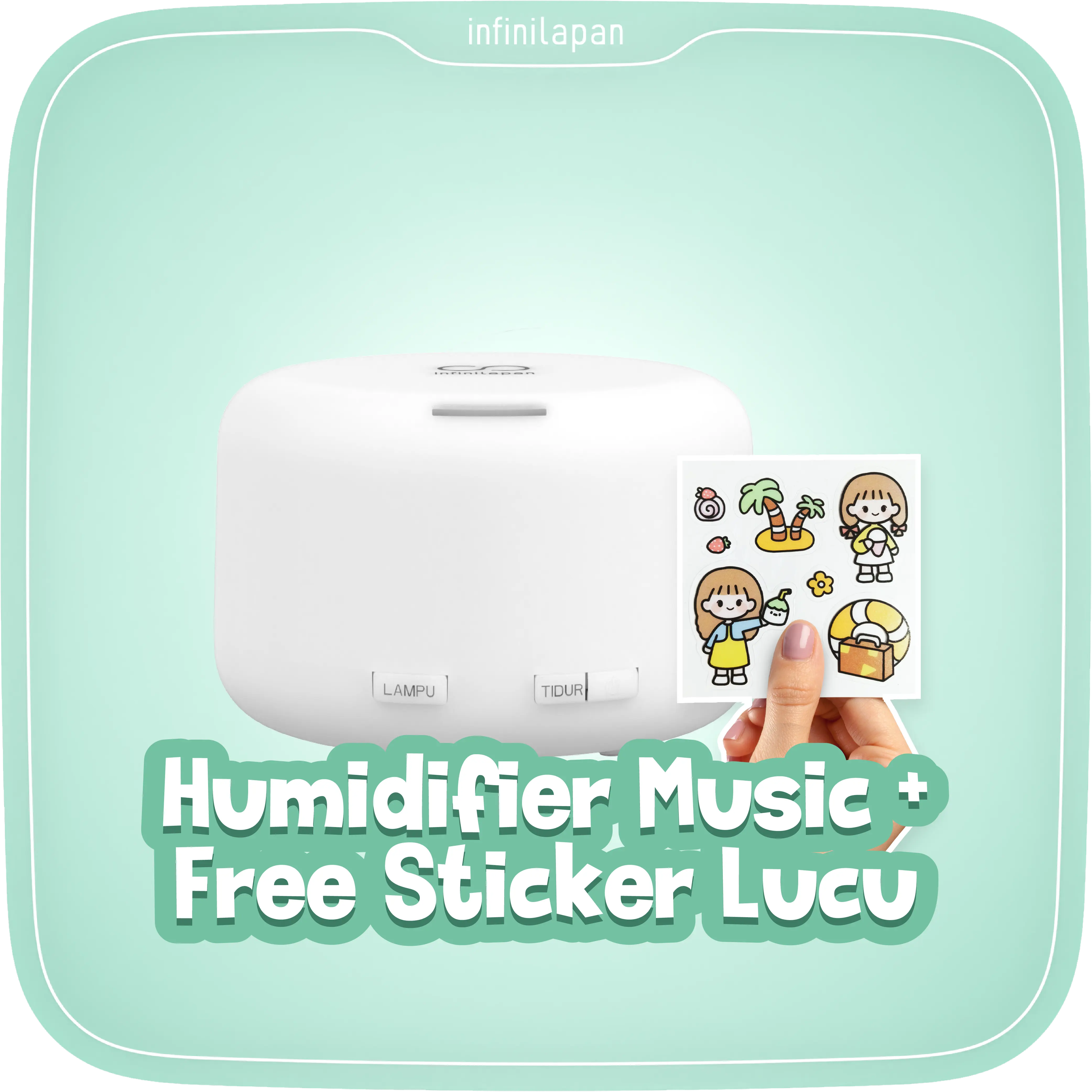 (PRODUK ASLI INFINILAPAN) BRAND LOKAL Humidifier Music Diffuser Air Purifier Aromatherapy Essential oil Diffuser 500ML+Remote 7 Color Led humidifier diffuser