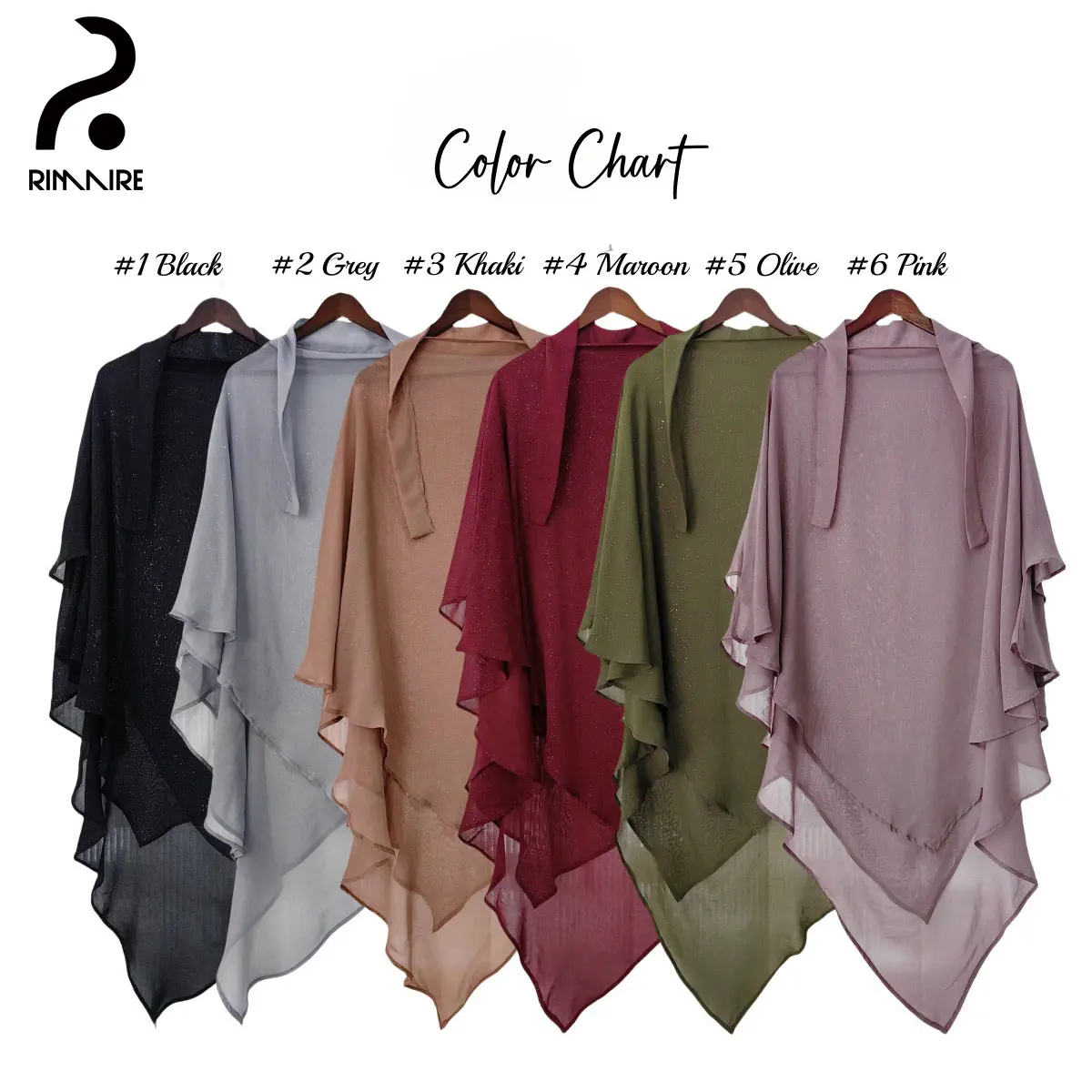 Tudung Berganda Perak Chifon, RIMAIRE, Berkualiti Tinggi, Himar Khimar Serban tudung khimar