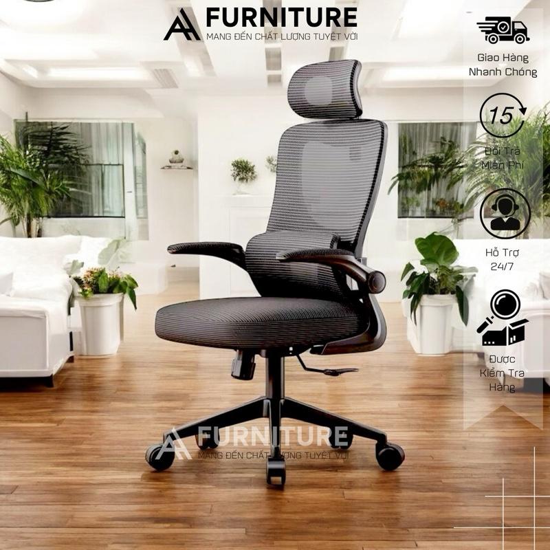  Ghế Công Thái Học Tựa Đầu Có 2 Lưng Đệm Lưới Đỡ Cột Sống Ngồi Thoải Mái Tay Ghế Điều Chỉnh | 418 | Nội Thất Anh Hoàng 