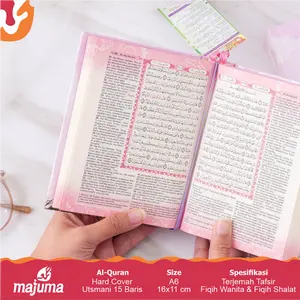 Maju Mandiri Sukamaju Quran Jabal Alquran Wanita Mushaf Muslimah HC A6 Pojok 15 Baris Khat Usmani Lengkap dengan Ringkasan Tafsir dan Asbabun Nuzul quran pink hijau