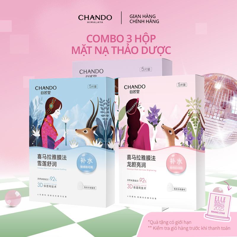 Combo 3 Hộp Mặt Nạ Thảo Dược Hỗ Trợ Dưỡng Ẩm Dưỡng Trắng Làm Mịn Lỗ Chân Lông 26mL x 5 miếng CHANDO Himalaya