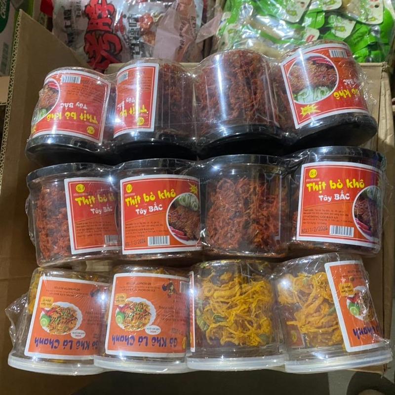 Sỉ Lốc 8 Hộp Khô Bò , Khô Gà Lá Chanh 180g/hộp Đồ Ăn Vặt Cổng Trường
