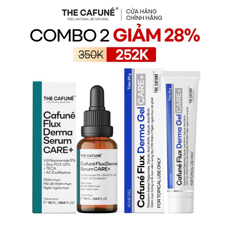 Combo Serum Mụn Cafuné Flux Derma 19ml + Gel Chấm Mụn Cafuné Flux Derma Gel 20g