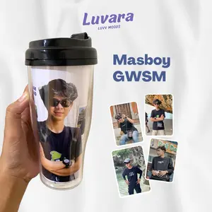 Tumbler black GWSM bonus photocard full image HD Masboy, Wahid, Enthul, Isal, Wadah Bottles Minuman Hitam Kitchenware