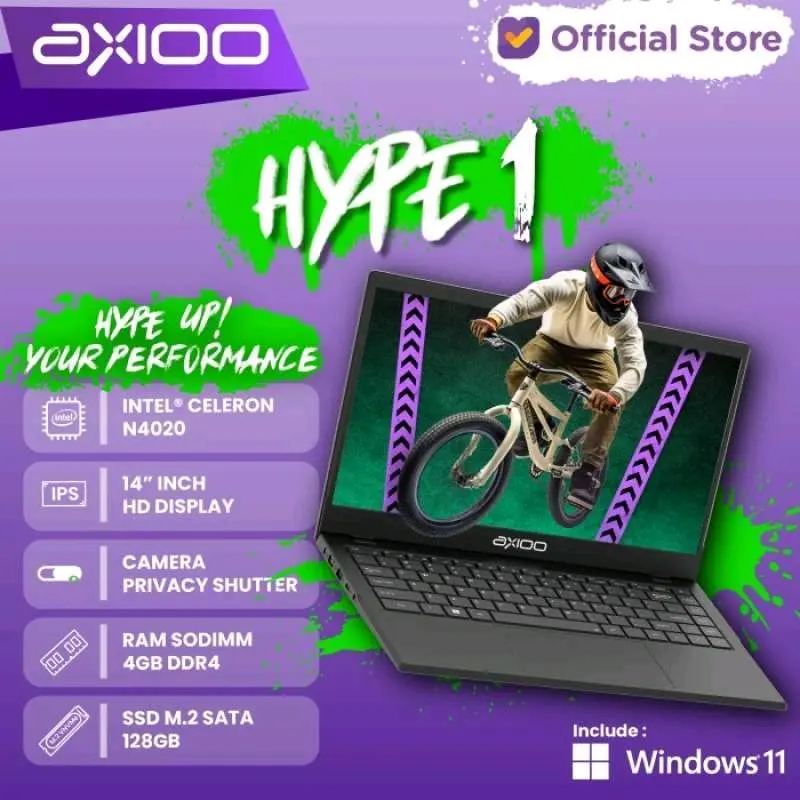 Axioo hype 1 intel celeron n4020/ 4gb/128gb/win 11 home /14"