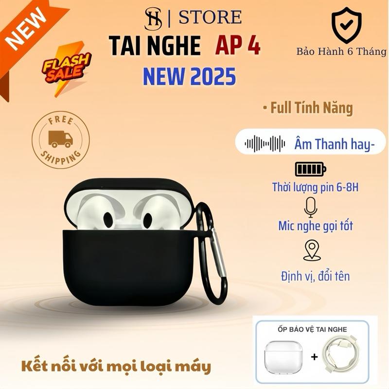 Tai Nghe Bluetooth AP 4 (Pin 8H) New 2025 ,Âm Thanh Hay, Pin trâu Tặng Vỏ Ốp + Cáp sạc...