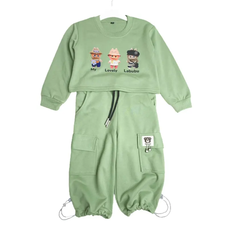 Masyken Setelan Sweater Anak Perempuan Crop Top Usia 1-6 Tahun Bayi Parsel TPE Beige 4