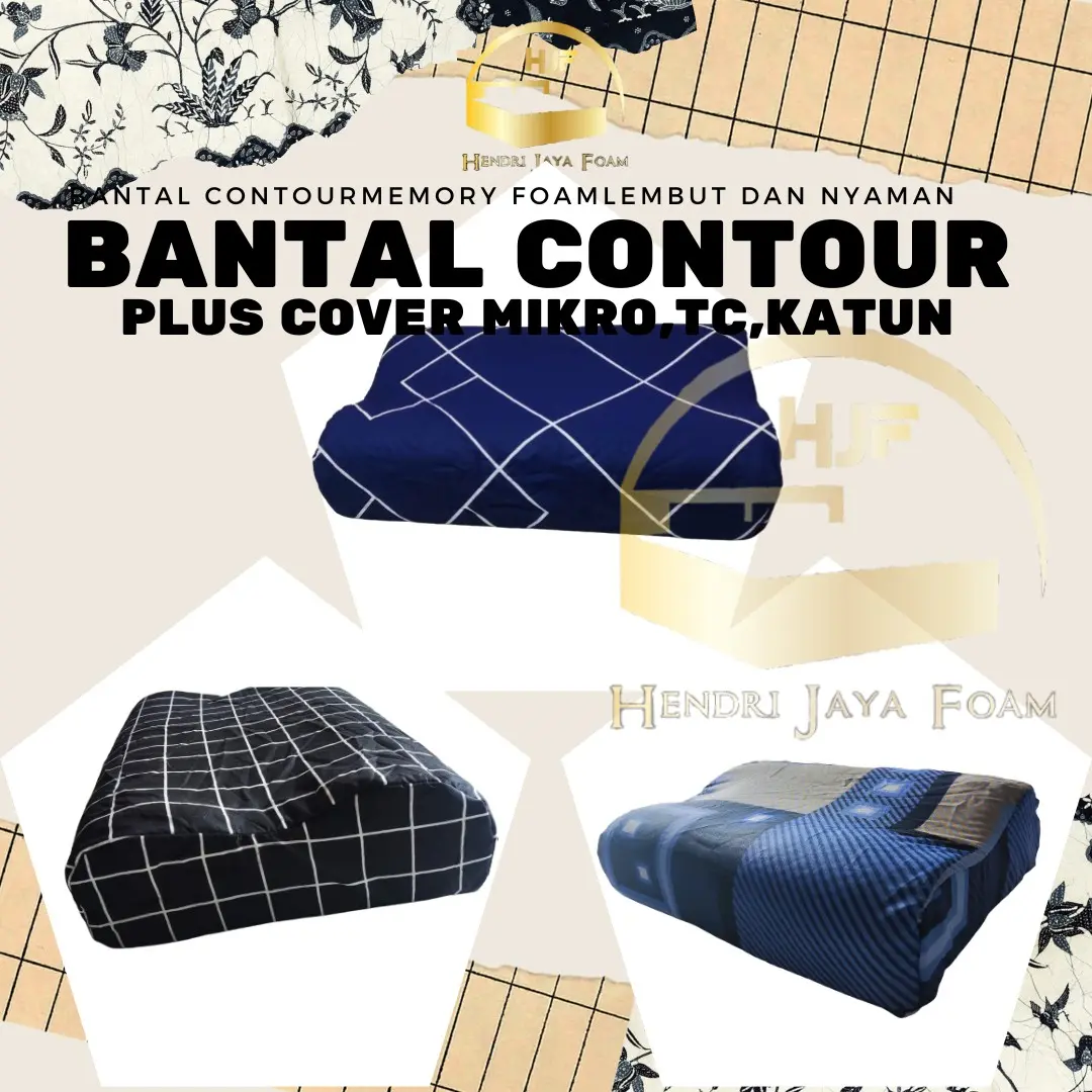Bantal counture/bantal tidur dewasa kesehatan leher ukuran 55x35 keniting putih gratis cover mikro,tc,katun