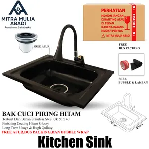 Bak Cuci Piring Hitam Doff Stainless Steel 50cm Fullset / Paket Lengkap Bak Cuci Piring kitchen sink Kran krancuc  ipiring