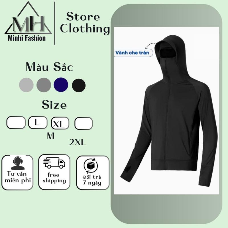 Áo Chống Nắng Nam 2 Lớp Có Vành Che Bảo Vệ Chán Chống Nắng Chống Tia UV, thoáng mát