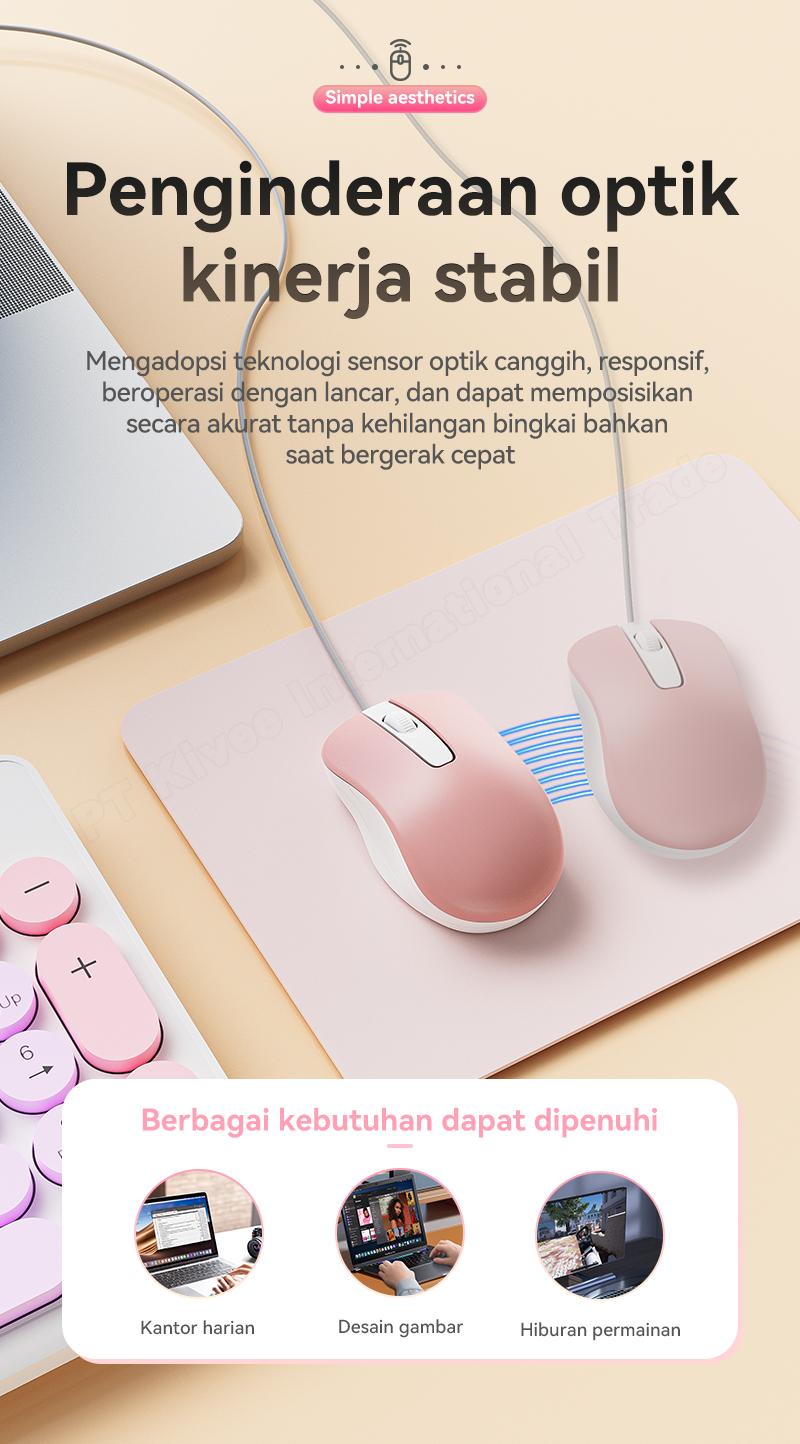 YLV Mouse Kabel untuk Kerja & Game - Sensor Optic Canggih untuk Kursor Stabil Tanpa Lag - Langsung Pakai Tinggal Colok USB - Bisa untuk Windows dan Mac