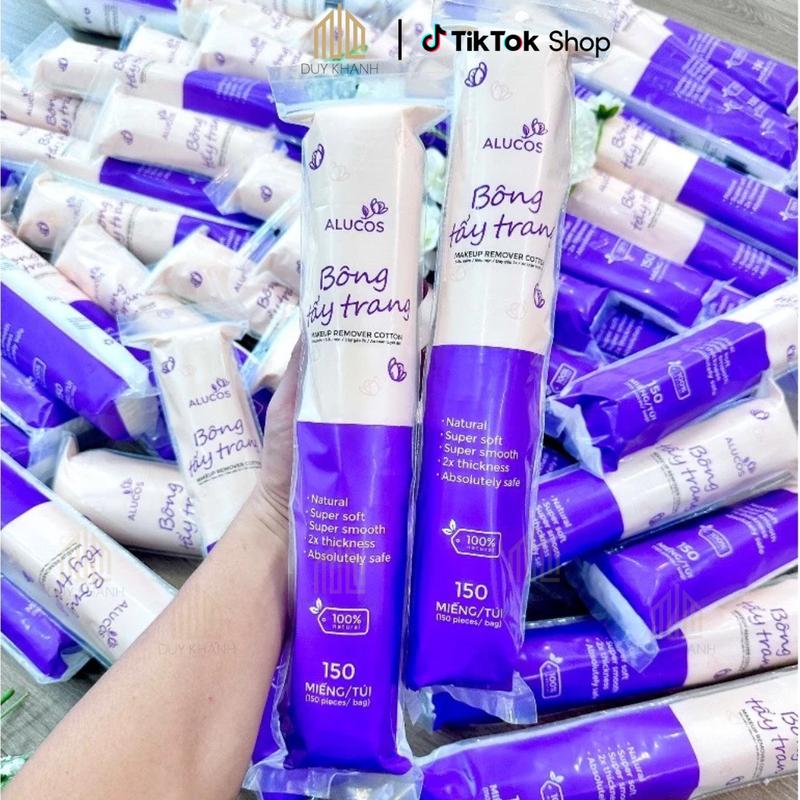  ComBo 3 Gói Bông tẩy trang Alucos 150 miếng bông tẩy trang tròn ALUCOS dày dặn 