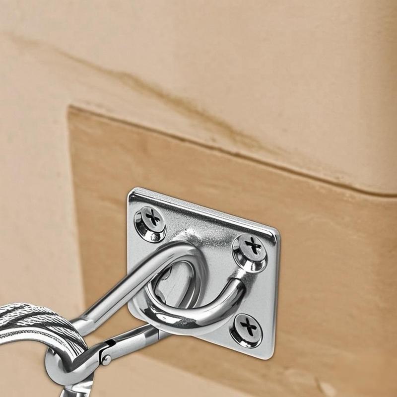 Móc treo trần treo tường, 2 bộ, Móc hình chữ U, Thép không gỉ, Chịu Lực, Đa Năng, Đế kim loại, Thích hợp cho võng 9