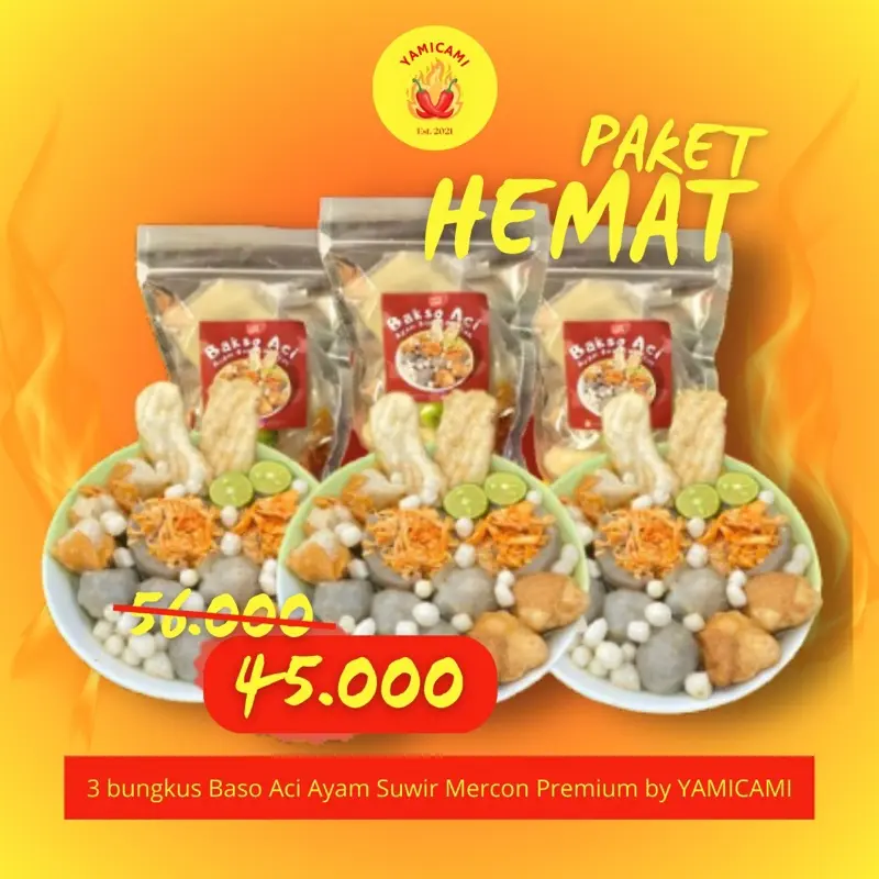 PREMIUM PAKET HEMAT 3 IN 1 BASO ACI FULL AYAM SUWIR MERCON 0