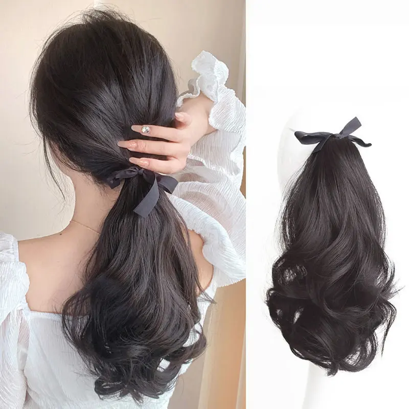 Tóc Giả Đuôi Ngựa Ngắn, Thời Trang, Dành Cho Nữ, Tóc Giả Gợn Sóng Lớn, Tóc Giả Xoăn Dài, Có Kẹp, Tóc Đuôi Ngựa Giả 6