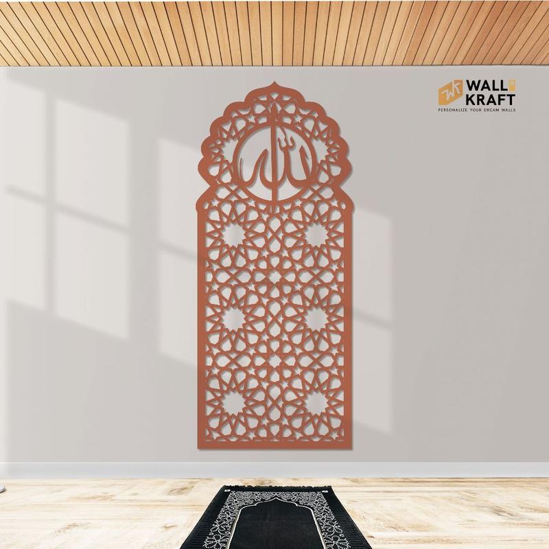 Walldecor Hiasan Dinding Mihrab Mushola MR 008 Tebal 6 mm | Mihrab Kubah Lafadz Allah Bahan Cutting Plywood 3