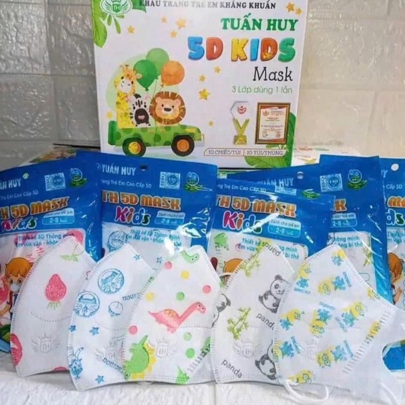 Túi zip 100 chiếc khẩu trang 5D em bé mix đủ hoạ tiết dễ thương 0-8 tuổi