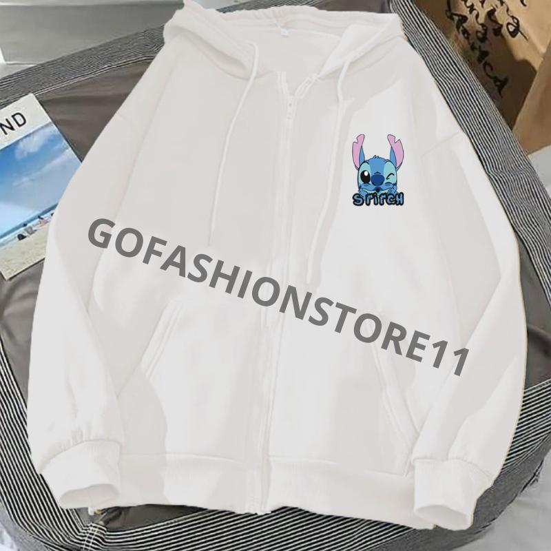 Jaket wanita korean style Stitch size L XL XXL jaket hoodie cewek jaket zipper wanita hoodie zipper wanita hoodi cewek terbaru 2023 hoodie zipper wanita tebal sweater zipper wanita sweater resleting wanita dewasa sweater resleting keren cewek bisa COD-GFR 4