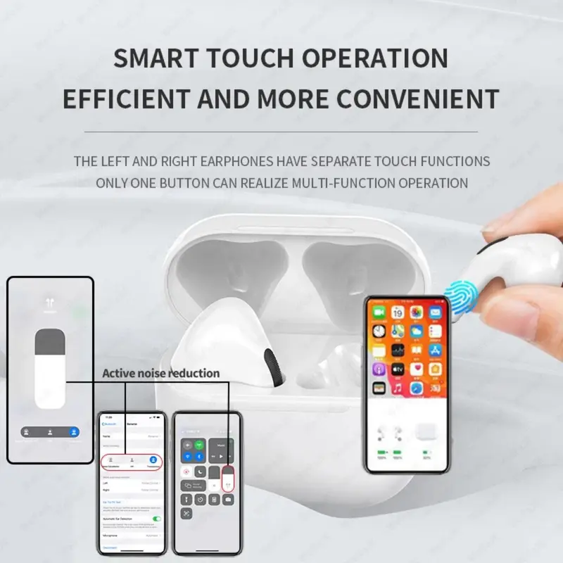 Tai nghe Bluetooth không dây cho Apple Air Pro 6, tai nghe nguyên bản, tai nghe nhét tai, vỏ mic, tai nghe Mobile Android iPhone 4