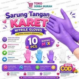 10 PCS Sarung Warna MIX Tangan Nitrile Safe Glove Examination Glove - Cleaning