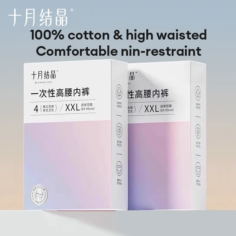 TEN-M JOURNEY High Waist Disposable Panties for Maternity Comfor & C-section Friendly 4Pcs/Pack