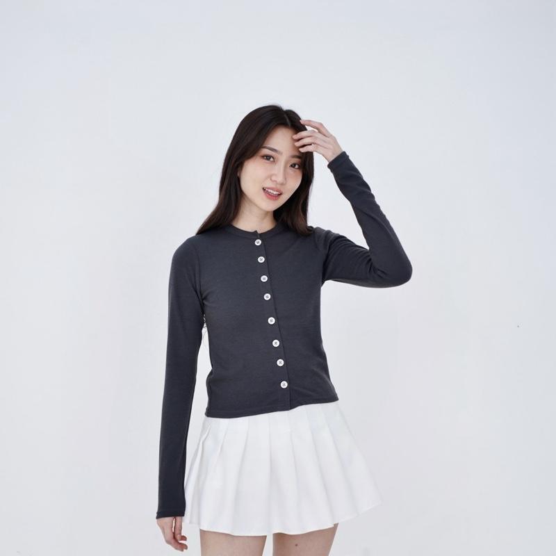 SELVER - Cardigan Knit Atasan Wanita Korean Top Outer Rib Knitted Premium