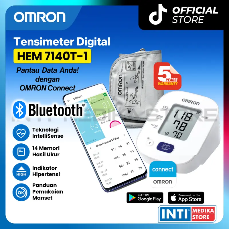 Omron Tensimeter Digital 7140T Connect Bluetooth | Dapat Dipakai Sehari-Hari 0