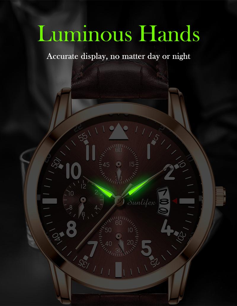 Product Introduction of Sunlifex Jam Tangan Pria Original Anti Air Kuarsa Tali Kulit Jam Tangan Cowok  Watches  SL7004 7
