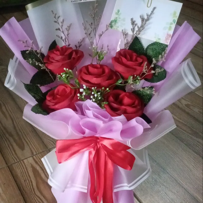 Buket Bunga Artificial Medium Size full hiasan free kartu ucapan  - Bouquet 1