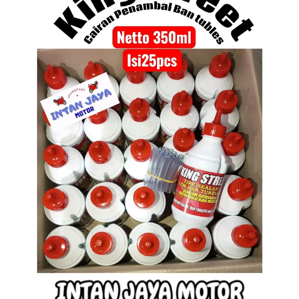 1 DUS ISI 25 PCS KING STREET CAIRAN PENAMBAL BAN TUBELESS 350ML LEM BAN TUBLES ANTI RANJAU PAKU