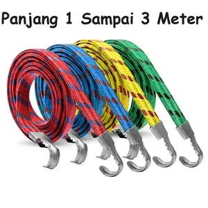 Tali Elastis Bagasi Kait Pipih Gepeng 1m 1.5 2 2.5 3 M 3M Meter Tali Serbaguna Sepeda Mobil Motor Barang Gudang